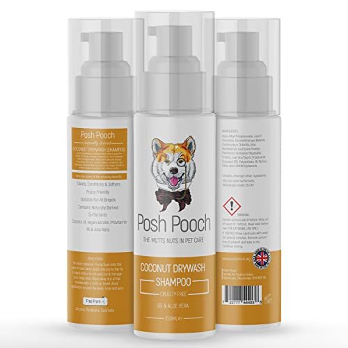 Drywash Coconut Waterless Shampoo For Dogs Posh Pooch Cruelty Free 3 in 1 Dry Wash, Conditioner & Detangler | Naturally Derived Surfactants Aloe